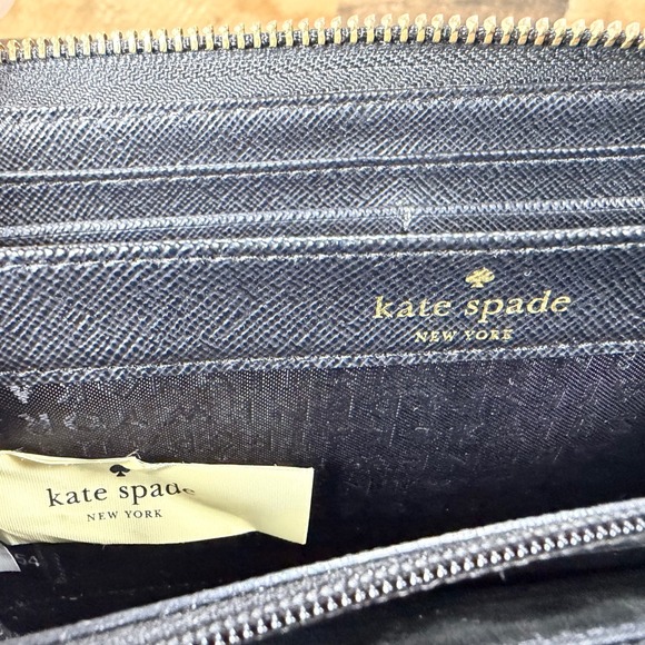 Kate Spade Colorblock Zip Around Wallet Pink White Black Saffiano Leather - Picture 4 of 6